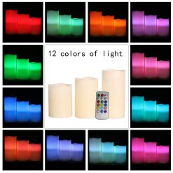 MCL-09002 12 Color LED Pillar Candle Set with Remote Control (3)