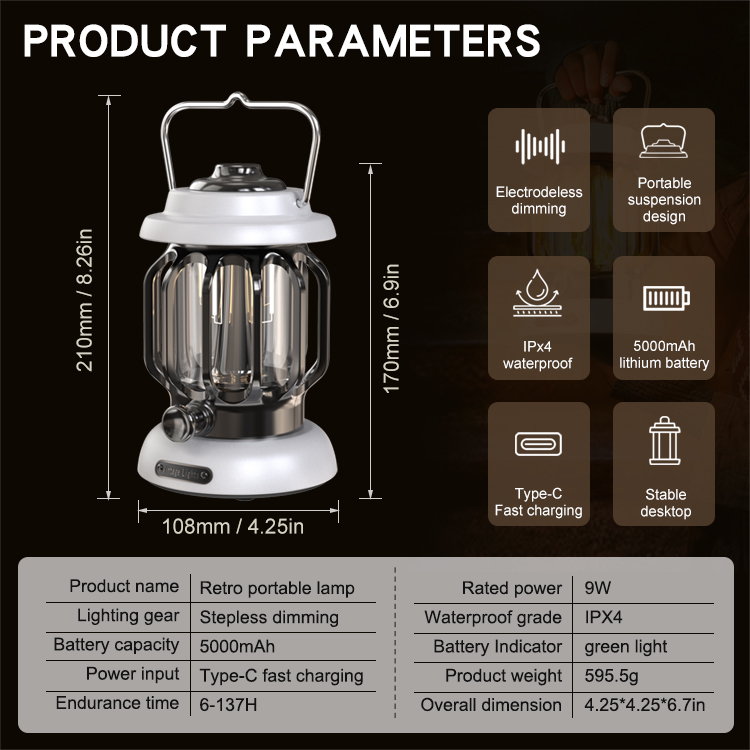 McCl12002 9W Detaily kempové lampy (2)