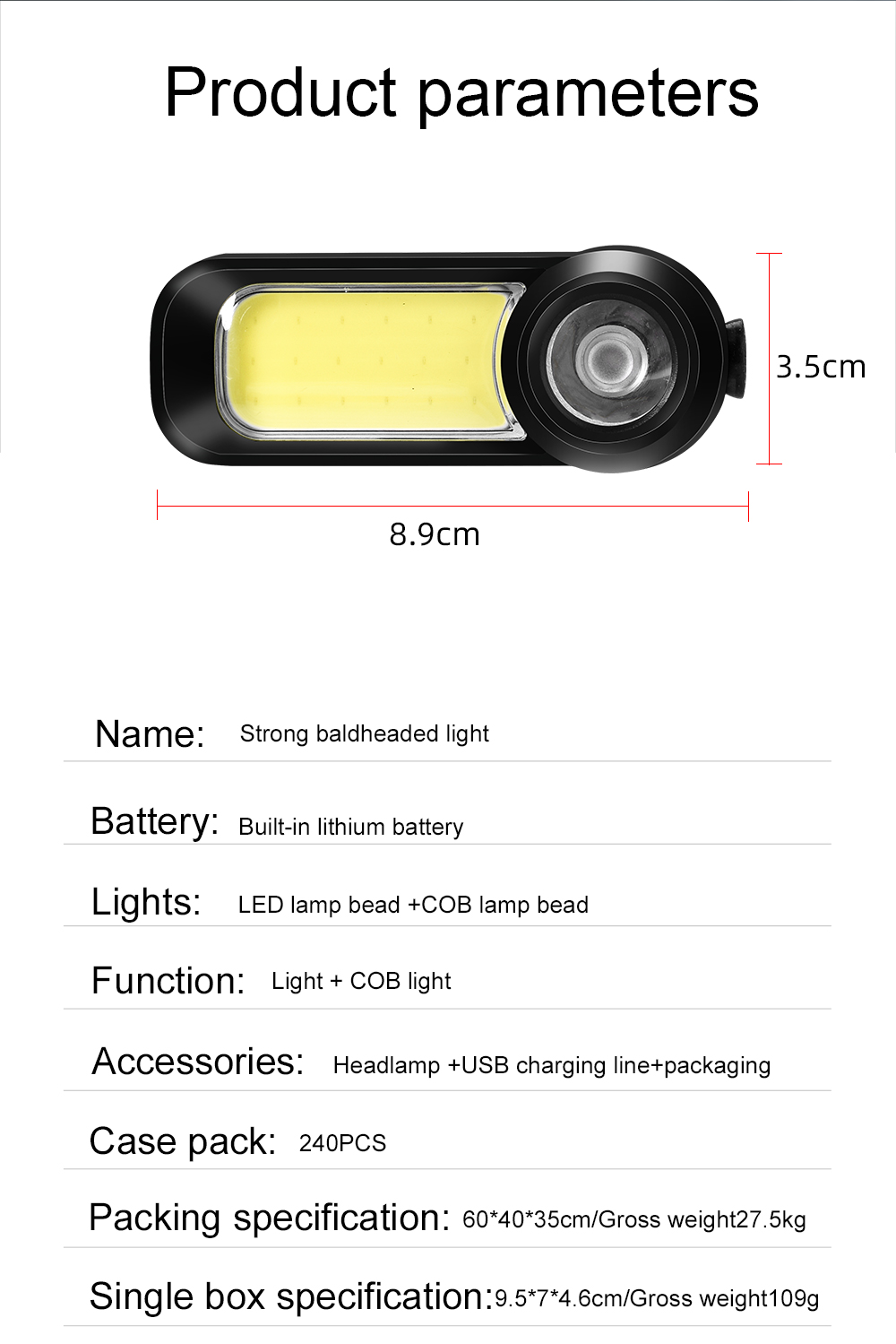 MCL-11001 COB rechargeable head torches details (3)