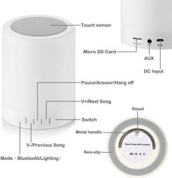 Mil-01001 Lampe de charge sans fil rechargeable LED avec haut-parleur (4)