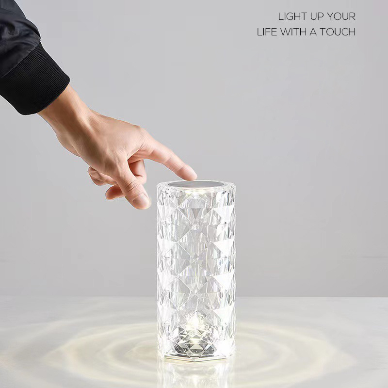 MIL-01006 Rose quartz light decoration luxury romantic led table Lamps touch color change (2)