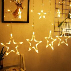 MSL-15005 Star Curtain Lights for Festival Christmas Wedding Party Garden Decorations (2)