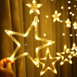 MSL-15005 Star Curtain Lights for Festival Christmas Wedding Party Garden Decorations (3)