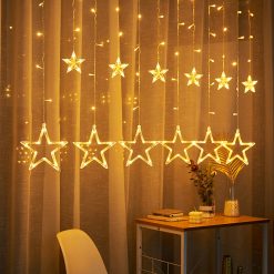 MSL-15005 Star Curtain Lights for Festival Christmas Wedding Party Garden Decorations (4)