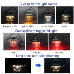 MCL-12014 Rechargeable retro iron hanging tent camping lights with stepless dimming (12)